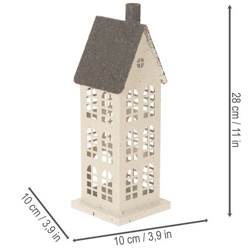 Decoratief metalen huisje met ramen en open haard, 28 cm | Floristik24.nl