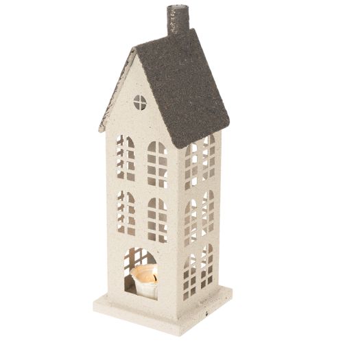Decoratief metalen huisje met ramen en open haard, 28 cm | Floristik24.nl