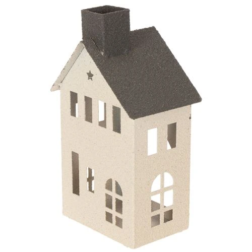 Decoratief metalen huisje met schoorsteen en raam, 24 cm | Floristik24.nl
