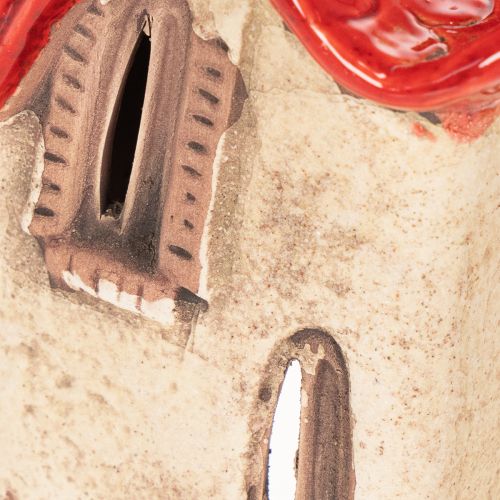 Keramische huisdecoratie met rood dak, verlicht huisje, 15 cm, 2 stuks | Floristik24.nl