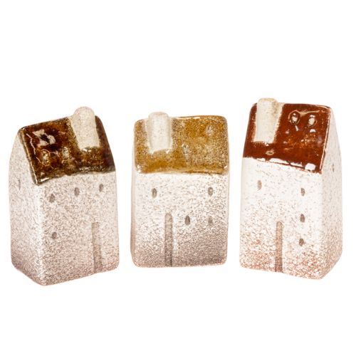 Decoratieve keramische miniatuurhuisjes set, tafeldecoratie, 9 cm, 3 stuks