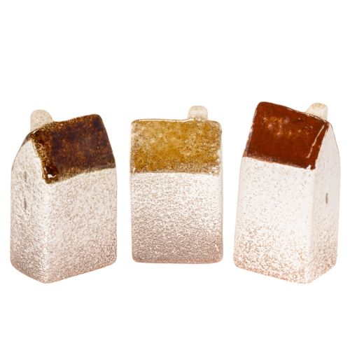 Decoratieve keramische miniatuurhuisjes set, tafeldecoratie, 9 cm, 3 stuks | Floristik24.nl