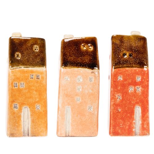Decoratief keramisch miniatuurhuisje voor op de vensterbank, 10 cm, 3 stuks | Floristik24.nl