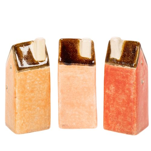 Decoratief keramisch miniatuurhuisje voor op de vensterbank, 10 cm, 3 stuks | Floristik24.nl