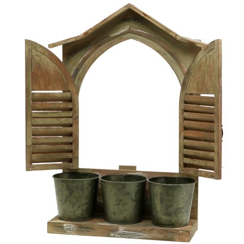 Floristik24 Decoratief raamhout met 3 bloempotten H49cm
