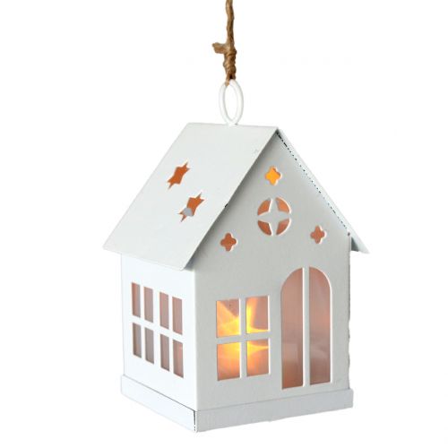 Floristik24 Huis met verlichting wit 6cm x 6cm H12cm 3st