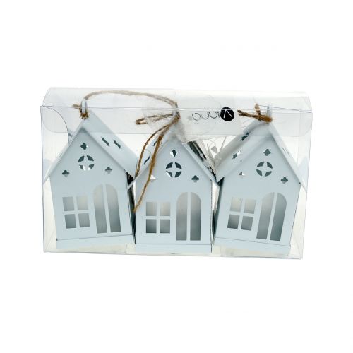 Floristik24 Huis met verlichting wit 6cm x 6cm H12cm 3st