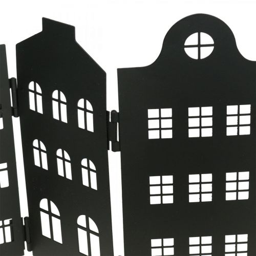 Artikel Deco huis metalen zwarte standaard stad silhouet 40 × 18cm