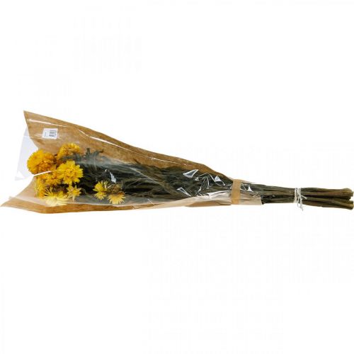 Artikel Strobloem gele gedroogde gedroogde bloemen decoratieve bos 75g