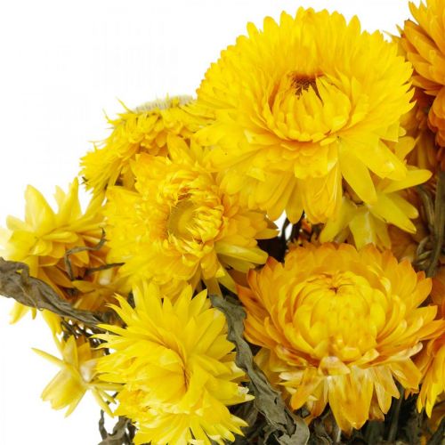 Artikel Strobloem gele gedroogde gedroogde bloemen decoratieve bos 75g