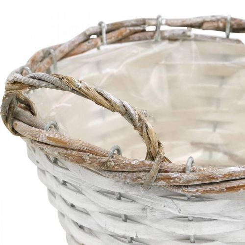 Floristik24 Plantenmand, mand met handvatten, siermand rond wit H9.5cm Ø20cm