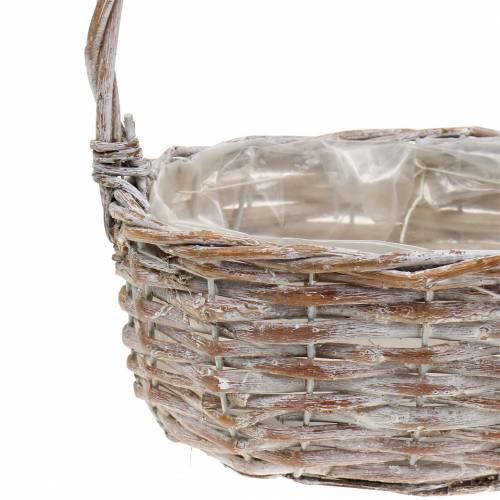 Floristik24 Handvat mand ovaal naturel wit gewassen 22x16 / 19x14cm set van 2
