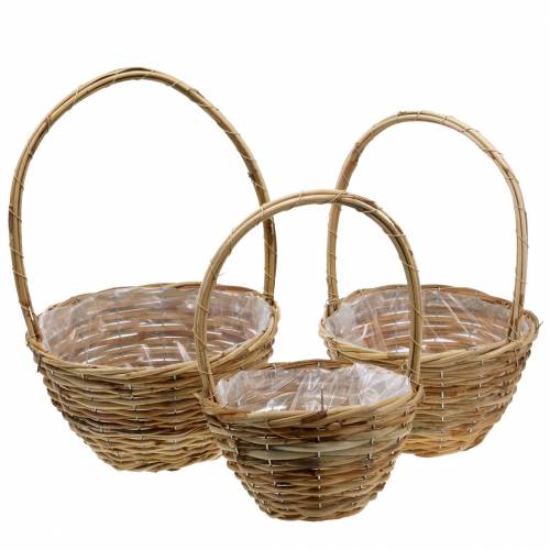 Floristik24 Handvatmand van wilgenhout Ø20/24/30cm geschenkmand naturel set van 3