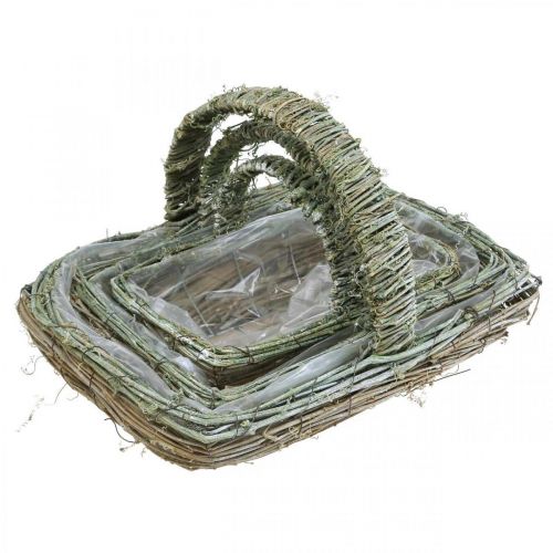 Floristik24 Mand om te planten, bloemenmand, wijnstoktakjes Shabby-Chic L42cm / 34cm / 28cm set van 3