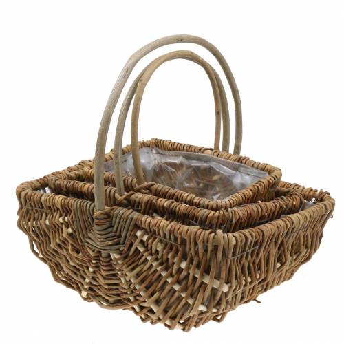 Artikel Handvatmand rechthoekig natuur 34×26/29×20/24×15cm set van 3