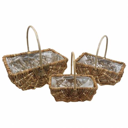 Floristik24 Handvatmand rechthoekig natuur 34×26/29×20/24×15cm set van 3