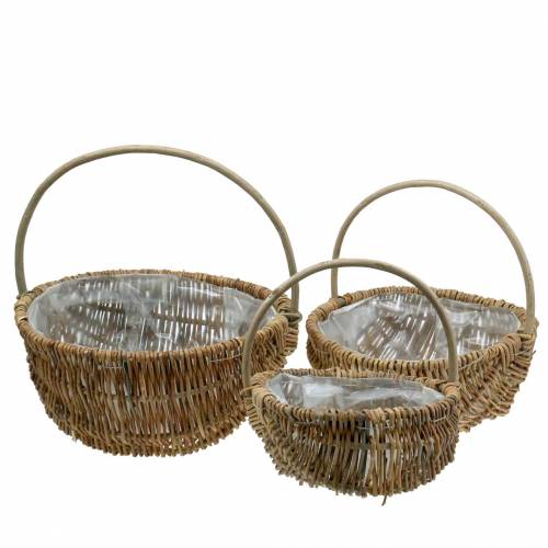 Handvatmand rond naturel Ø32/28/22cm set van 3