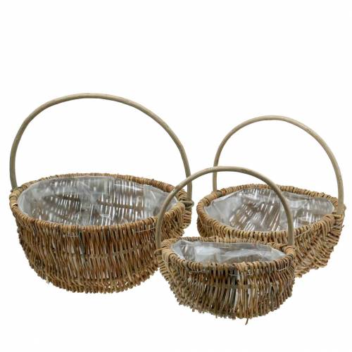 Floristik24 Handvatmand rond naturel Ø32/28/22cm set van 3