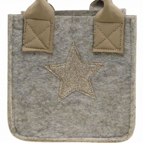 Floristik24 Decoratieve plantenbak vilten tas kerstdecoratie beige 20/16cm set van 2