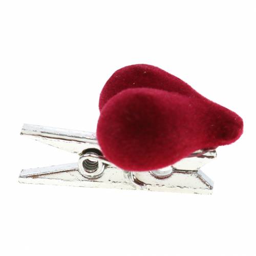 Artikel Decoratief hart met clip rood 3cm 8 st