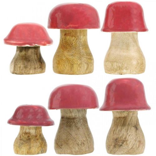 Floristik24 Herfstdecoratie deco paddestoelen van hout Paarse houten paddestoelen H5-7cm 6 stuks