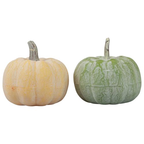Herfstdecoratie decoratie pompoenen wit oranje, groen 7,5cm 6 st