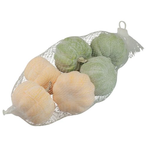 Artikel Herfstdecoratie decoratie pompoenen wit oranje, groen 7,5cm 6 st