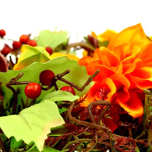 Floristik24 Herfstkrans Ø30cm met oranje chrysam thema's