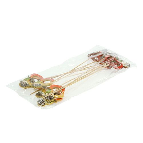 Floristik24 Herfststicks egel met appel 7cm 12st