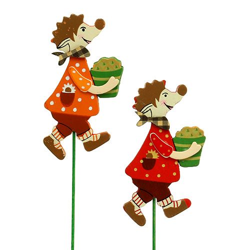 Floristik24 herfstdecoratie op stok Egel met cake 12st