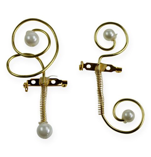Floristik24 Trouwspeld met parels, goud 8cm 24 st