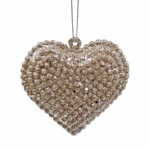 Floristik24 Glitterhart om champagne op te hangen 6cm x 6,5cm 12 st