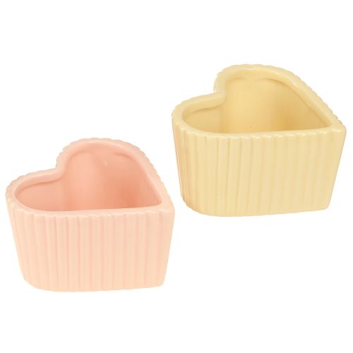 Artikel Hart Keramiek Decoratie Glanzend Oranje Geel 11×10×6cm 6 st