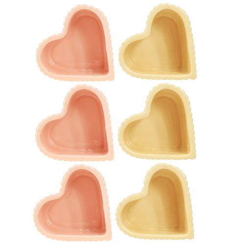 Artikel Hart Keramiek Decoratie Glanzend Oranje Geel 11×10×6cm 6 st