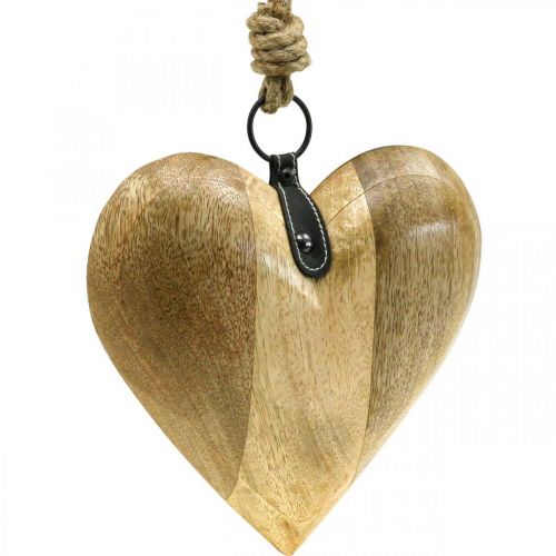 Artikel Houten hart, decoratief hart om op te hangen, hartdecoratie H19cm