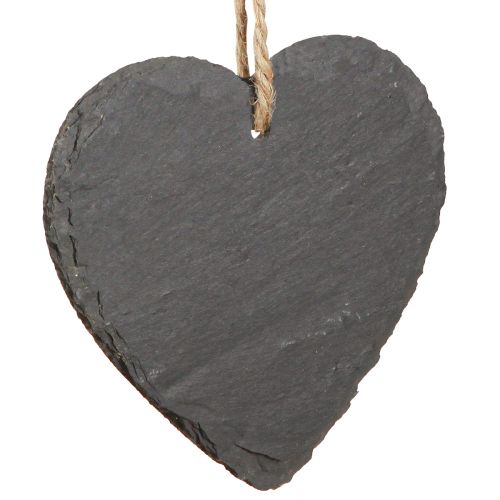 Artikel Hart van leisteen leisteen hart om op te hangen zwart 10cm 6st