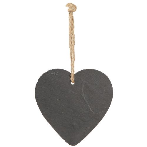 Artikel Hart van leisteen leisteen hart om op te hangen zwart 10cm 6st