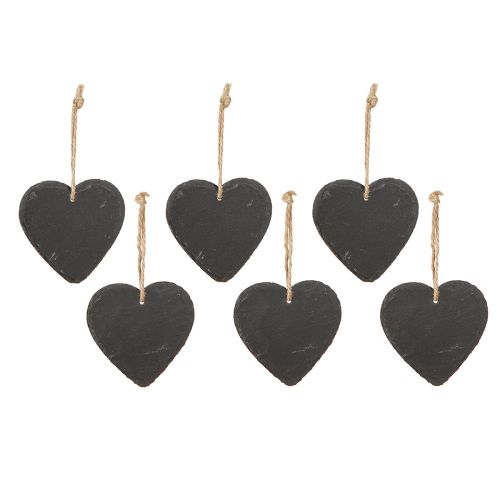 Artikel Hart van leisteen leisteen hart om op te hangen zwart 10cm 6st