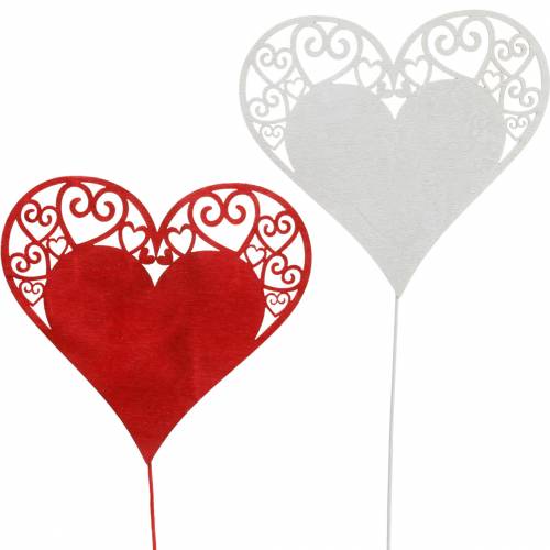 Artikel Hart op stokje, sierplughart, trouwdecoratie, Valentijnsdag, hartdecoratie 16 stuks