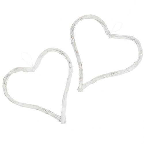 Raffia hart om op te hangen wit 15cm 8st | Floristik24.nl
