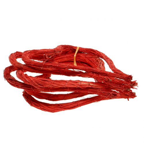 Floristik24 Raffia hart om op te hangen rood 20cm 6st