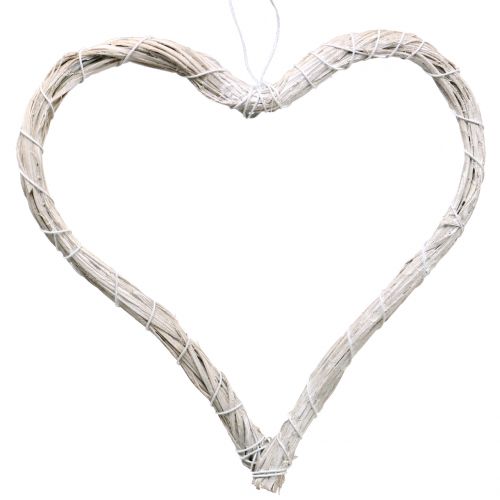 Floristik24 Bast hart om op te hangen wit 20cm 6st