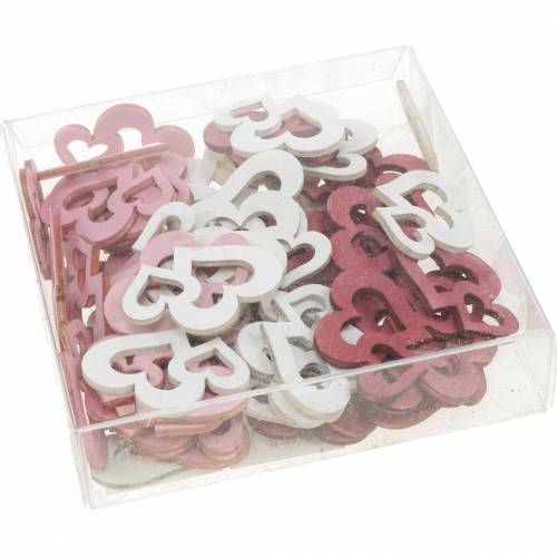 Floristik24 Houten harten, strooiartikelen voor tafeldecoratie, Valentijnsdag, huwelijksdecoratie, dubbel hart 72 st