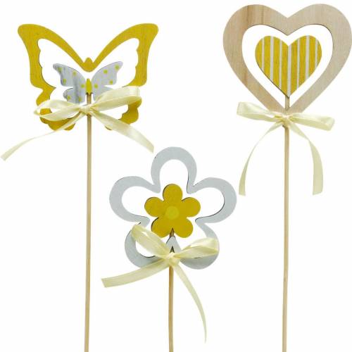 Floristik24 Decoratieve plug vlinder bloem en hart, lentedecoratie, bloemenplug, Valentijnsdag 9st