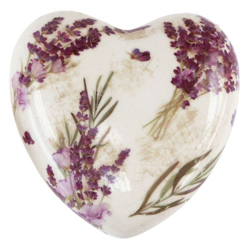 Artikel Hartdecoratie keramiek decoratie lavendel vintage steengoed 10,5 cm