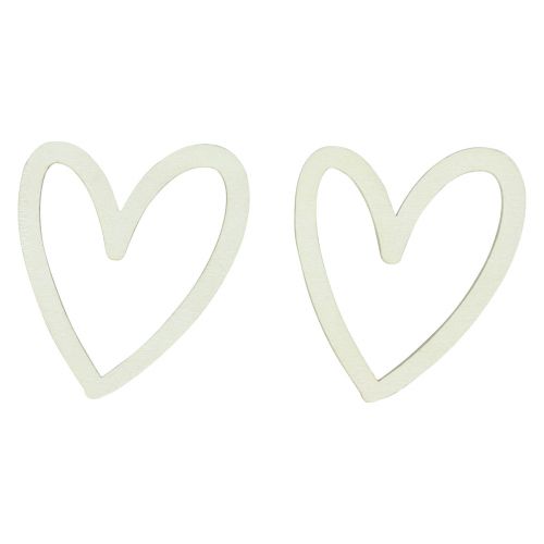 Artikel Hartdecoratie strooidecoratie harten houten tafeldecoratie crème 4,5 cm 48 st