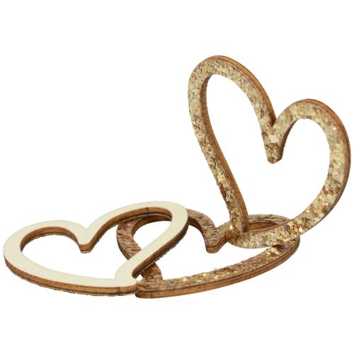 Artikel Hartdecoratie strooidecoratie harten houten tafeldecoratie goud 5cm 48 st