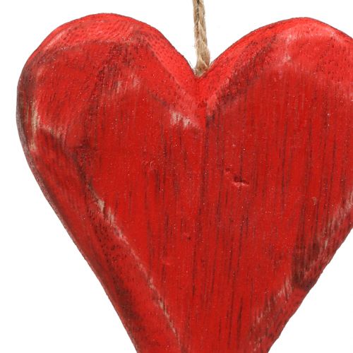 Artikel Houten harten om op te hangen rood, wit 11,5cm 4st