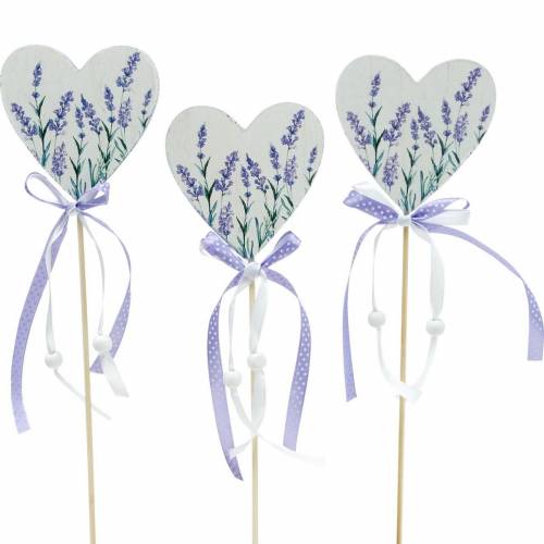 Floristik24 Lavendel hart, zomerdecoratie, hart om te plakken met lavendel, mediterrane hartdecoratie 6st