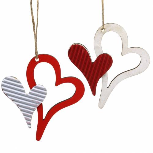 Floristik24 Harthanger van hout rood, wit 8cm 24 st
